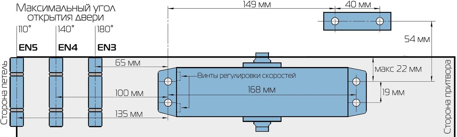 Схема и устройство дверного доводчика