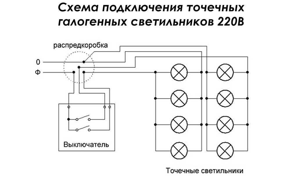 Подключение точечных светильников