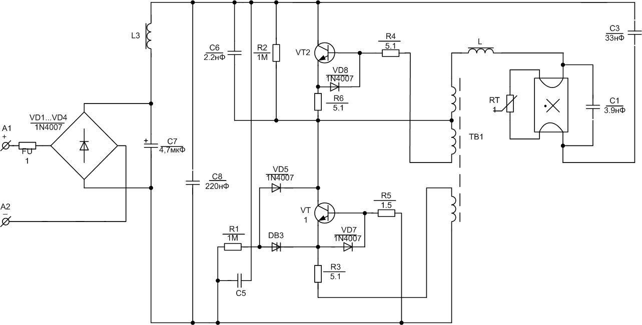 Схема энергосберегающей лампы на 220 в