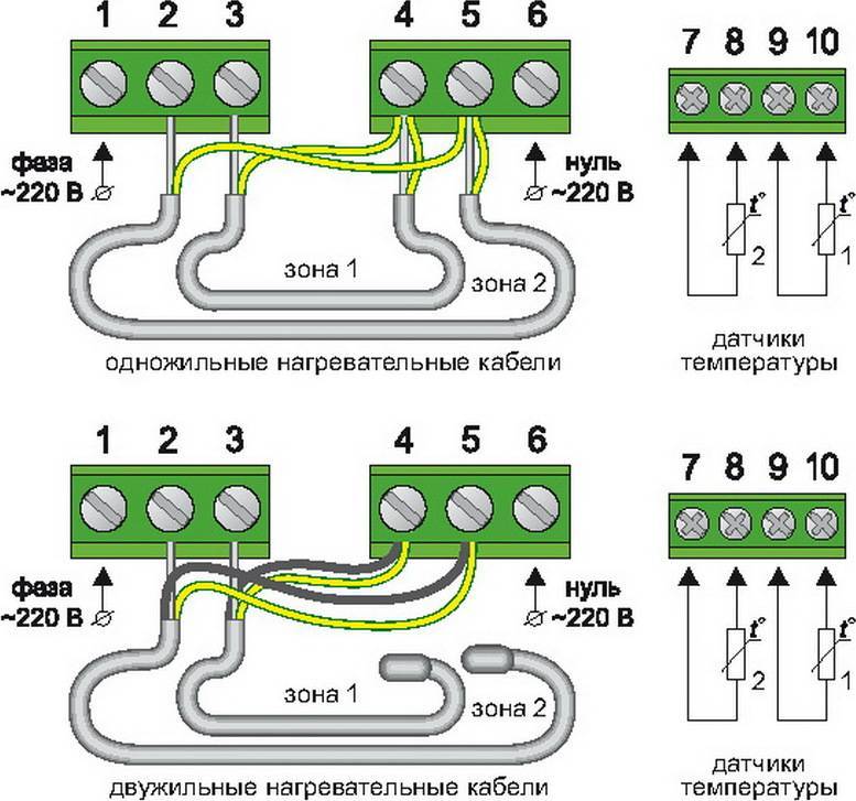 Как подключить теплый пол к терморегулятору схема