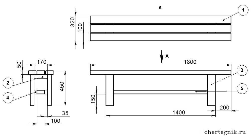 Схема лавочки из дерева своими руками