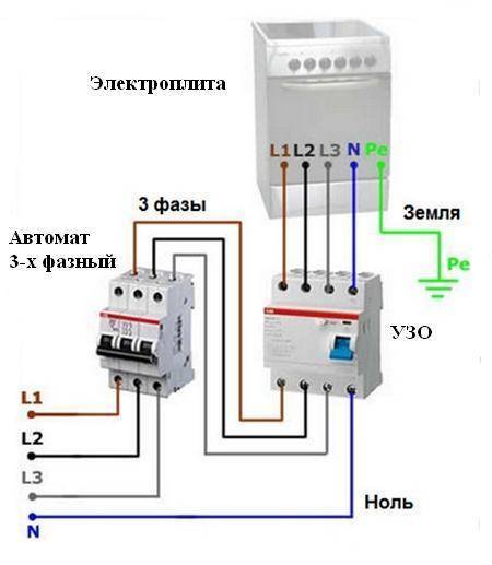 Схема подключения трехфазного автомата