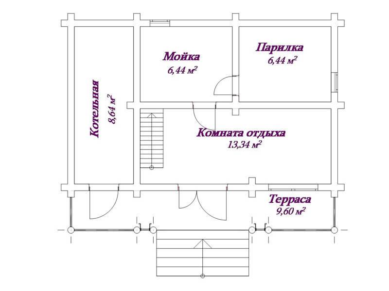 Планировка и интерьер современной комнаты отдыха в бане