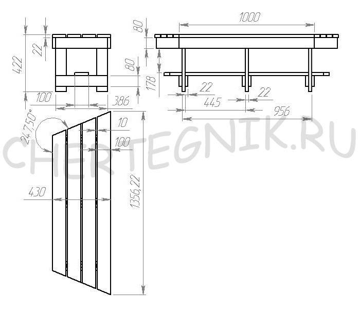 Схема скамейки для бани