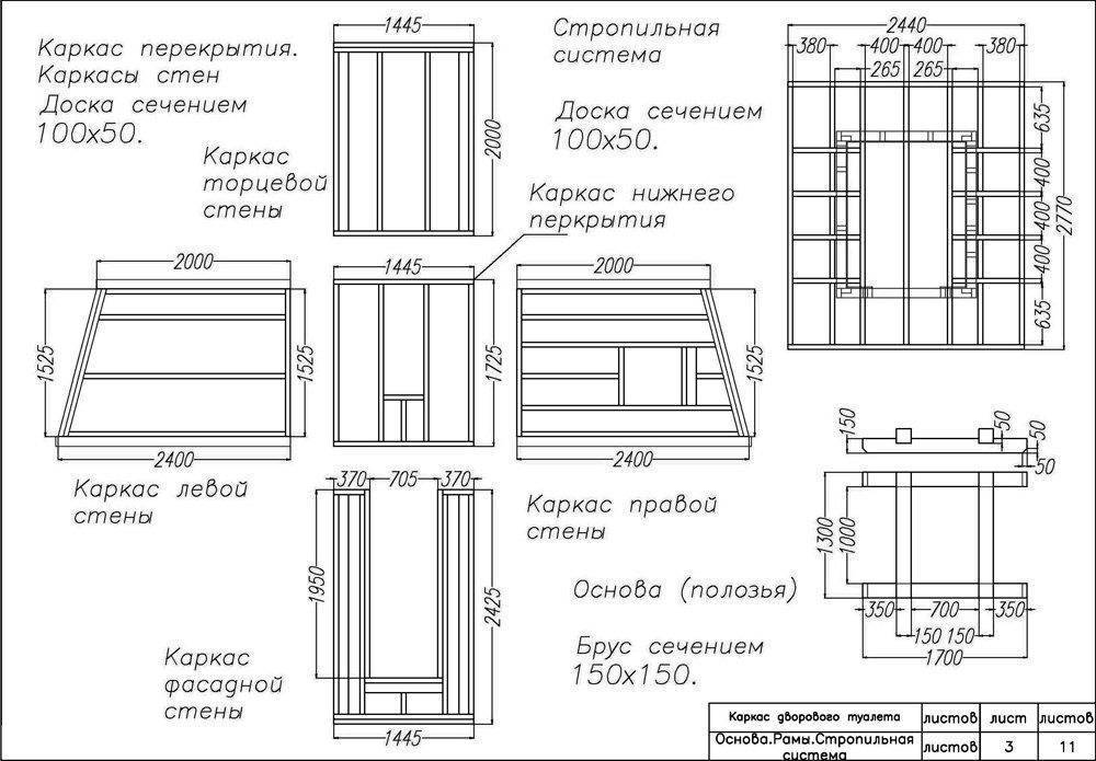Чертежи дачного туалета типа шалаш: схемы строительства