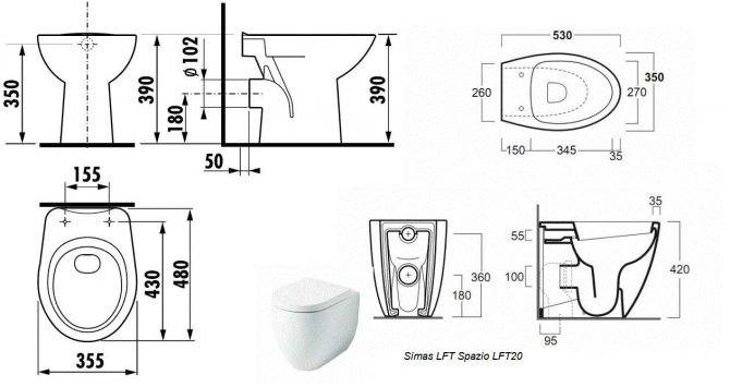 Размер инсталляции для унитаза в квартире: стандартные габариты короба для навесного унитаза в туалете, минимальные значения