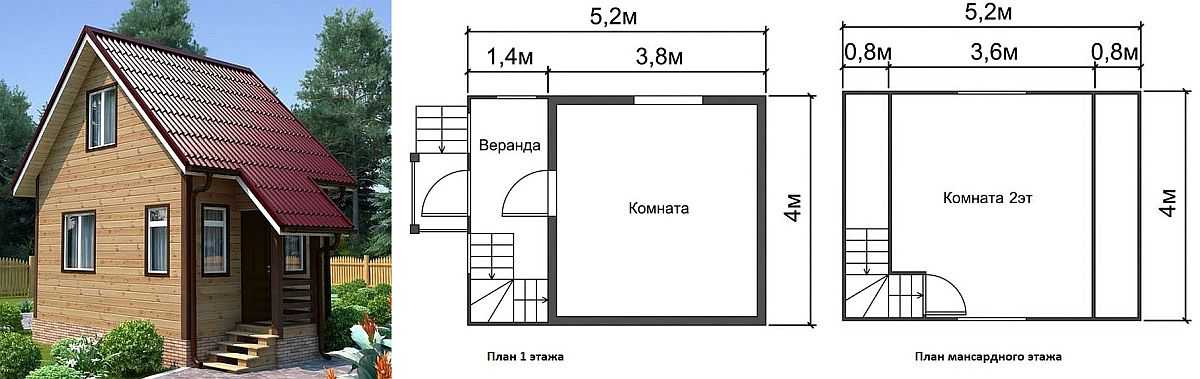 Проект домика для дачи 4х6