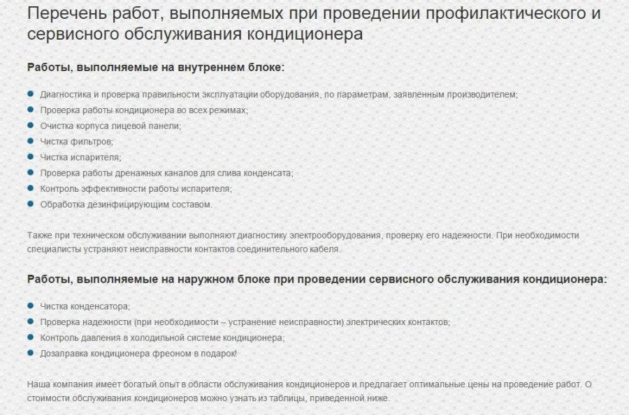 Техническое обслуживание кондиционеров, цена: что включает сервисное обслуживание кондиционеров и ремонт - перечень работ