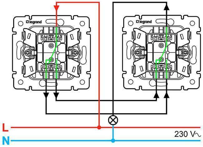 Проходной выключатель legrand: схема подключения (видео, фото)
