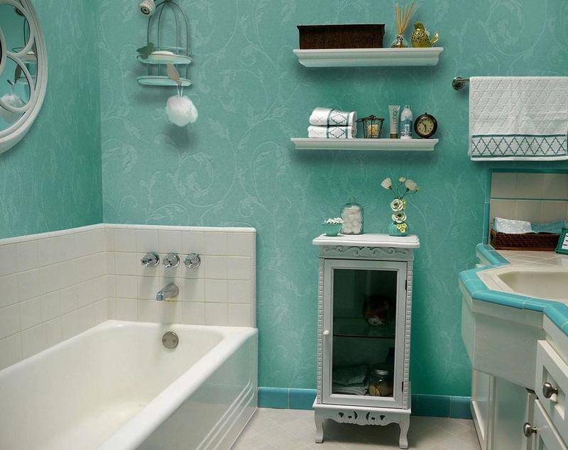 Обои для ванной комнаты (59 фото): водостойкие, моющие для стен, влагостойкие стеклообои, каталог, видео