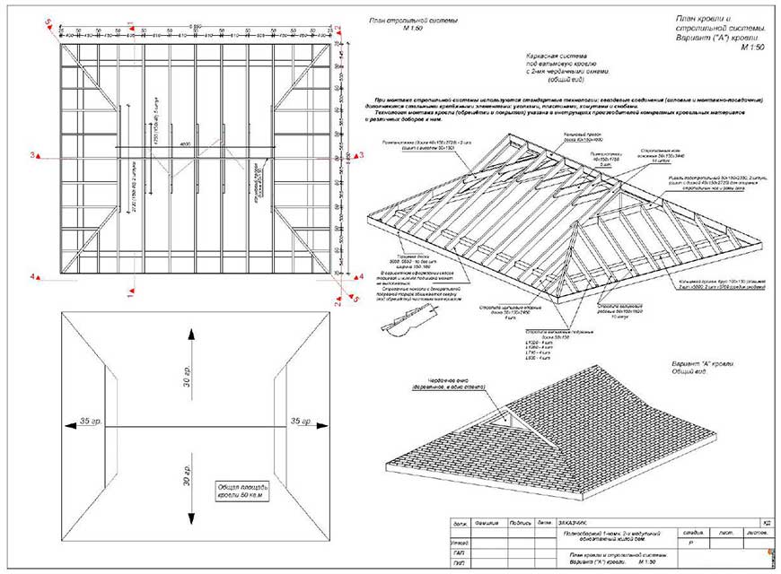 Крыша проект чертеж
