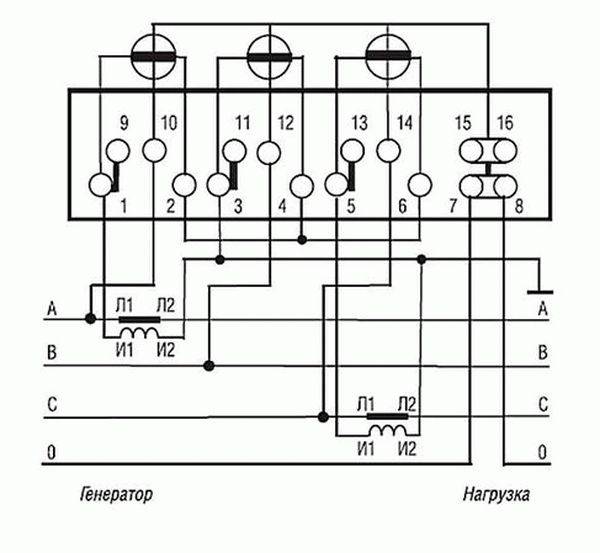 Трёхфазный счётчик меркурий 230 схема подключения: через трансформаторы тока