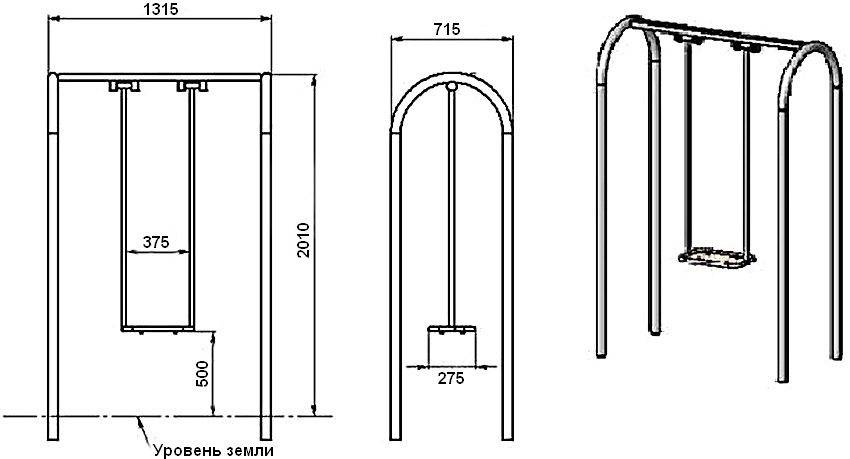 Уличные качели своими руками из профильной трубы чертежи и размеры