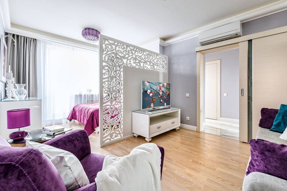 Дизайн гостиной-спальни в одной комнате - фото примеров