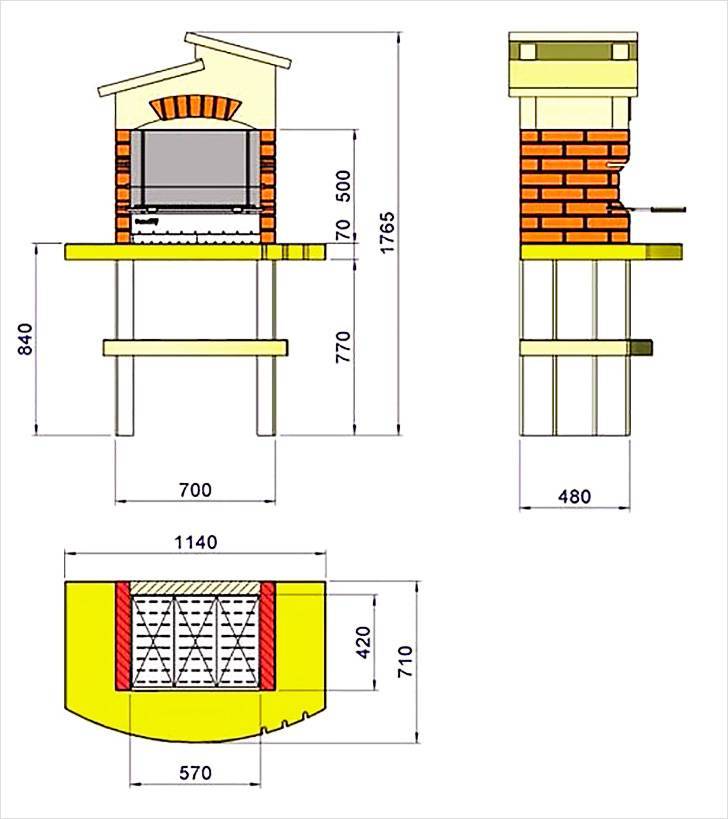 Как сделать барбекю из кирпича своими руками фото схемы чертежи видео