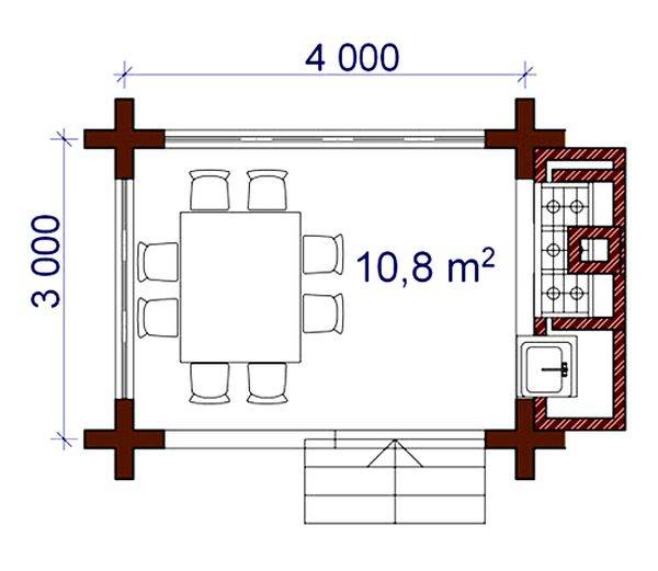Беседка с мангалом 3х4 чертеж