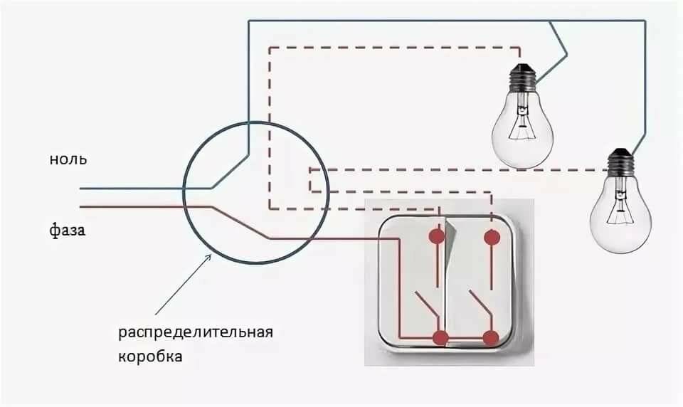 Схема подключения лампочки через выключатель