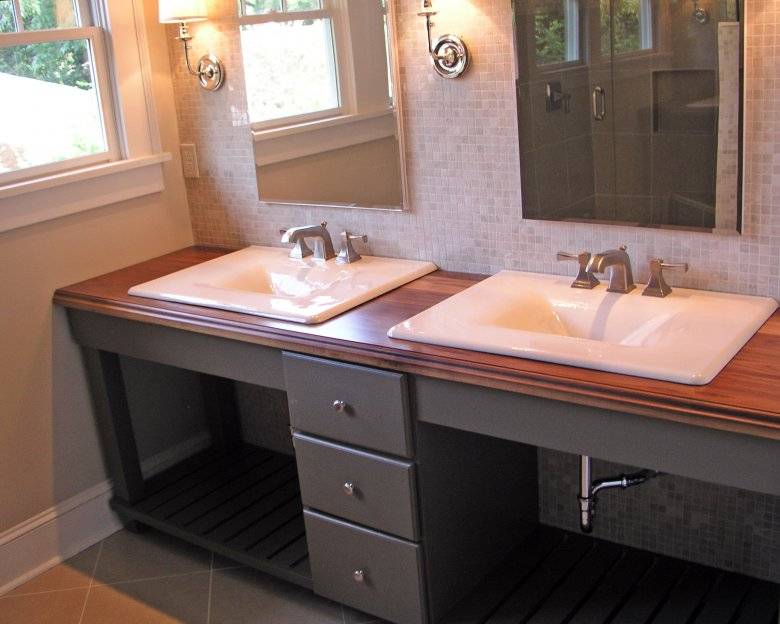Раковины для ванной комнаты со столешницей (95 фото): полотна под круглые литые и акриловые чаши, как сделать своими руками, стеклянные и деревянные