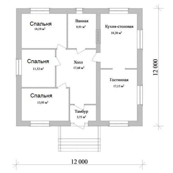 Планировка одноэтажного дома с 3 спальнями, способы и приемы оптимальной планировки - 15 фото