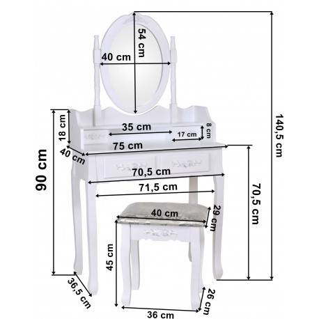 Туалетный столик, размеры, разновидности форм и конструкций