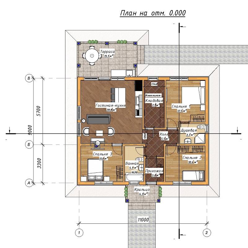 Планировка одноэтажного дома с 3 спальнями: как сделать ее оптимальной