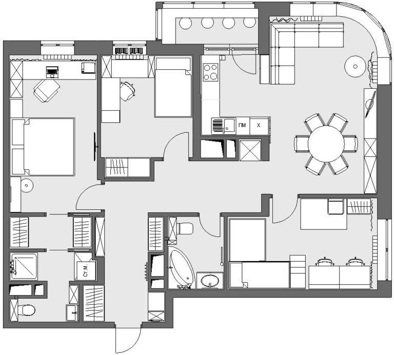 Перепланировка квартиры (184 фото): образец – что можно, а что нельзя, какие требования к блокам для перегородок, идеи дизайн-проектов 2021 для типовых двухкомнатных, 3-комнатных, студий и других