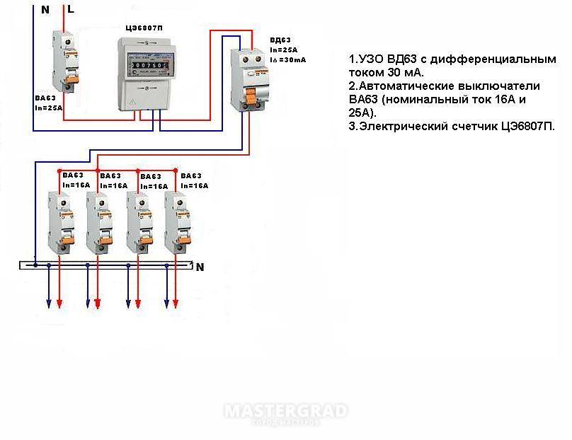 Эл щиток в частном доме 220в однофазный схема подключения