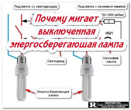 Почему мигает энергосберегающая лампа при выключенном свете
