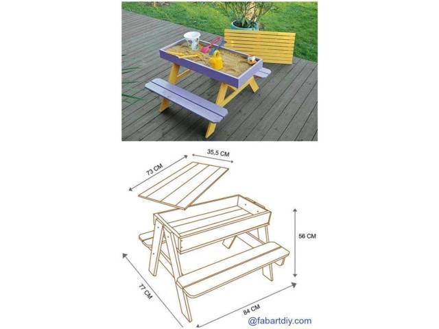 Песочница с крышкой скамейкой чертеж с размерами своими руками