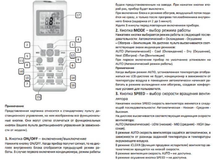 Дэу кондиционер пульт инструкция
