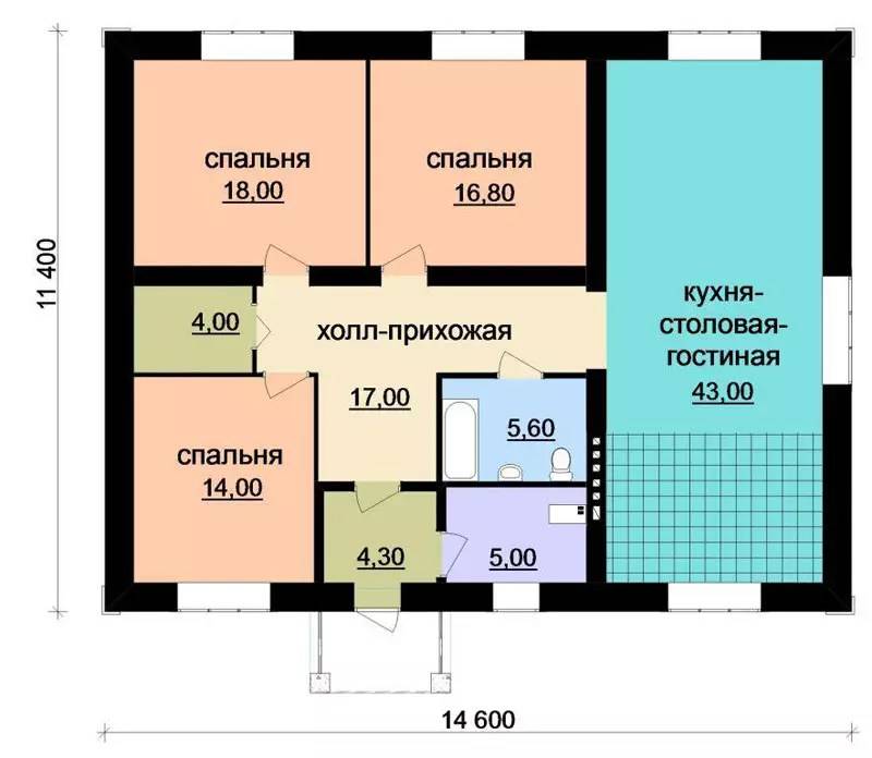 Проект одноэтажного дома с тремя спальнями: как правильно распределить жилую площадь