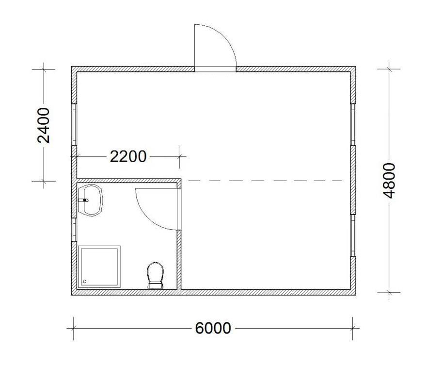 План бытовки с санузлом