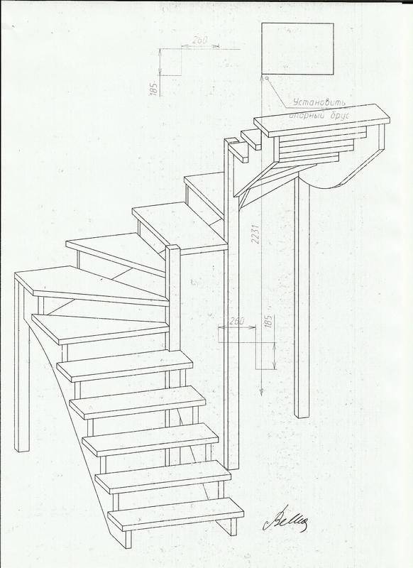 Как сделать двухмаршевую лестницу с площадкой