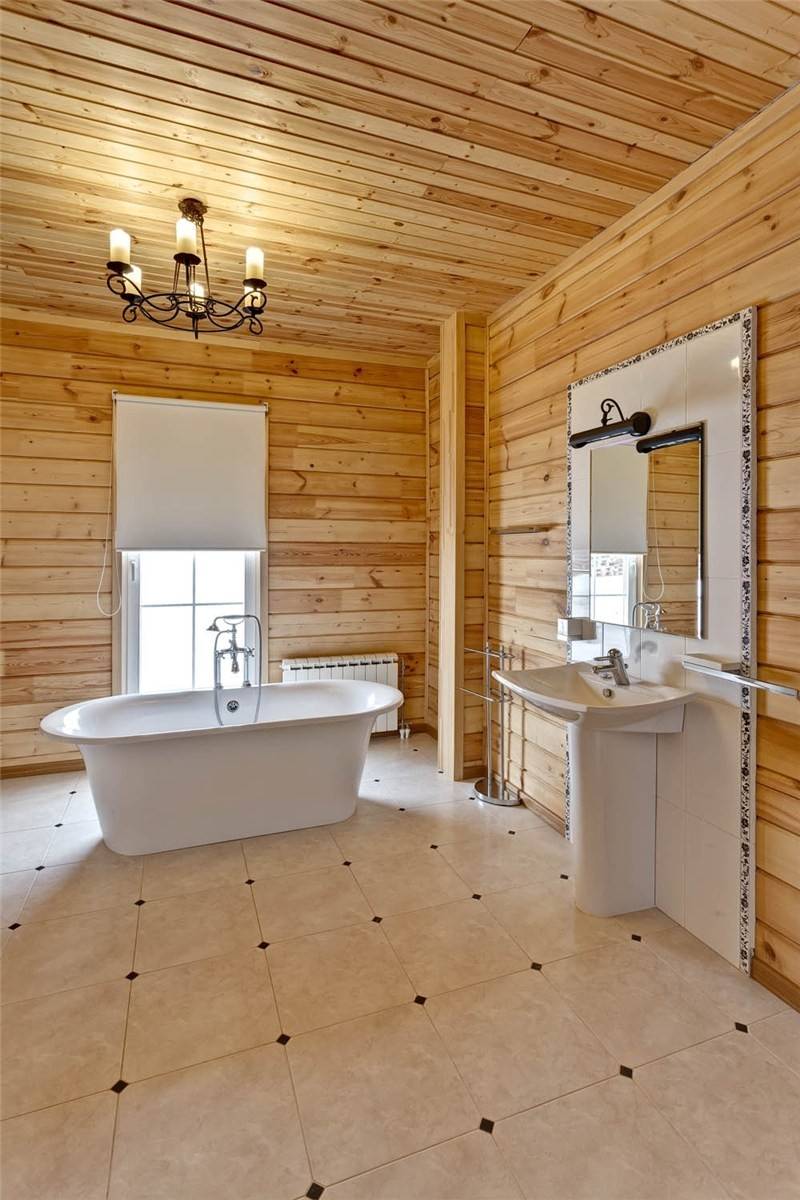 Ванная комната в деревянном доме: пол, стены, потолок