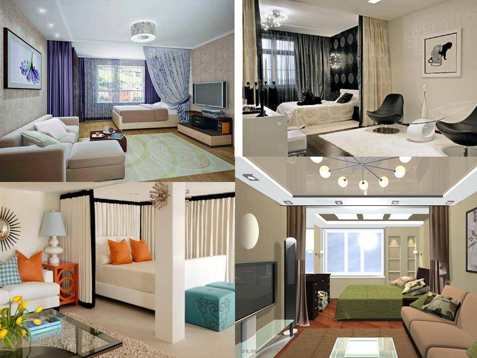 Спальня и гостиная в одной комнате: 108 фото идей зонирования