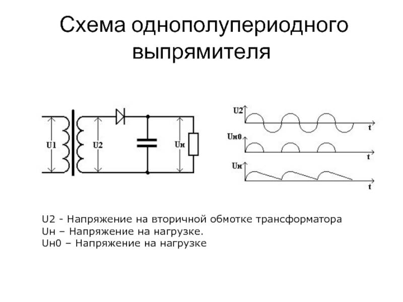 Схема однополупериодного выпрямителя