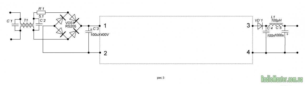 Блок питания из электронного трансформатора схема