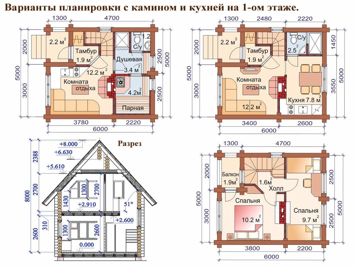 Баня 2 этажа план