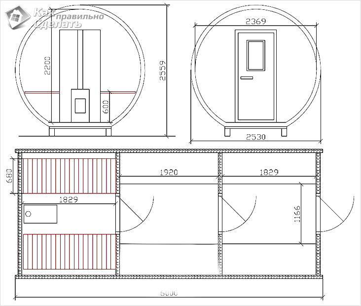 Чертежи бани бочка