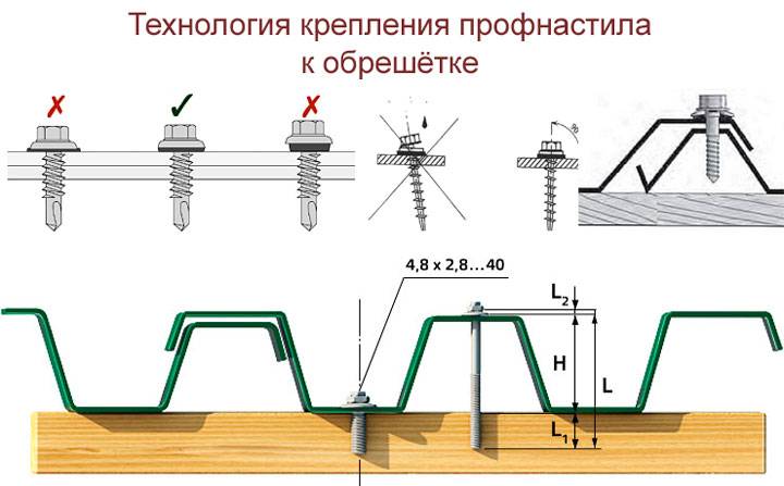 Как правильно крепить профнастил на крыше: пошаговое куроводство крепежа своими руками, резка, монтаж на саморезы, советы (фото & видео) +отзывы