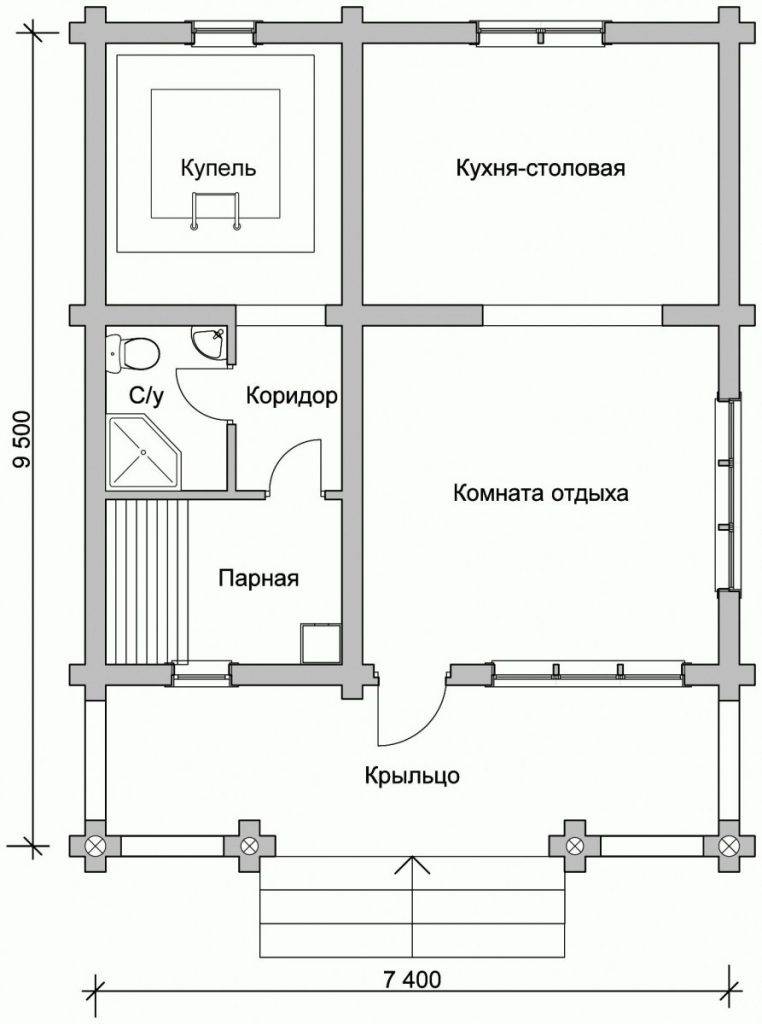 Планировка бани - правила внутреннего устройства + много примеров