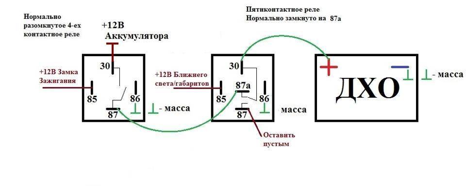 Подключение реле 5 контактное схема подключения