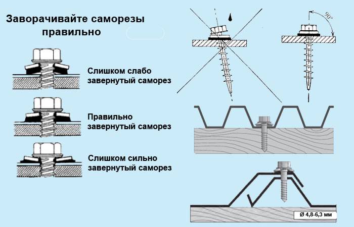 Крепление профнастила на крыше саморезами: особенности и типы крепежной фурнитуры