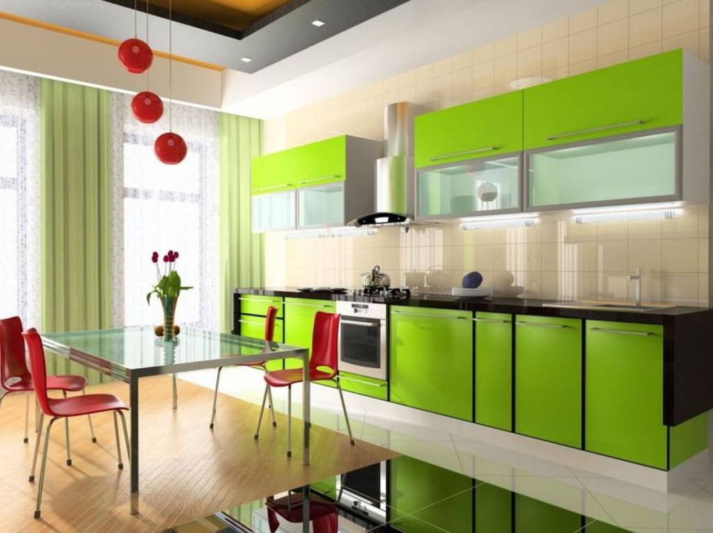 Зеленые обои на кухне: как подобрать цвет к салатовому кухонному гарнитуру