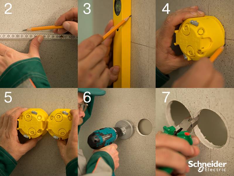 Установка розеток и выключателей в гипсокартон: как сделать отверстие и закрепить коробку своими руками (видео)